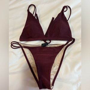 Burgundy size small top in size medium swim bikini set